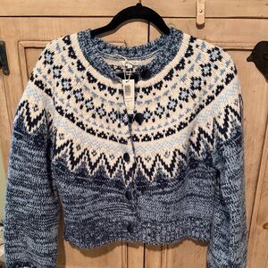 Z Supply Navy and Cream Patterned Cardigan